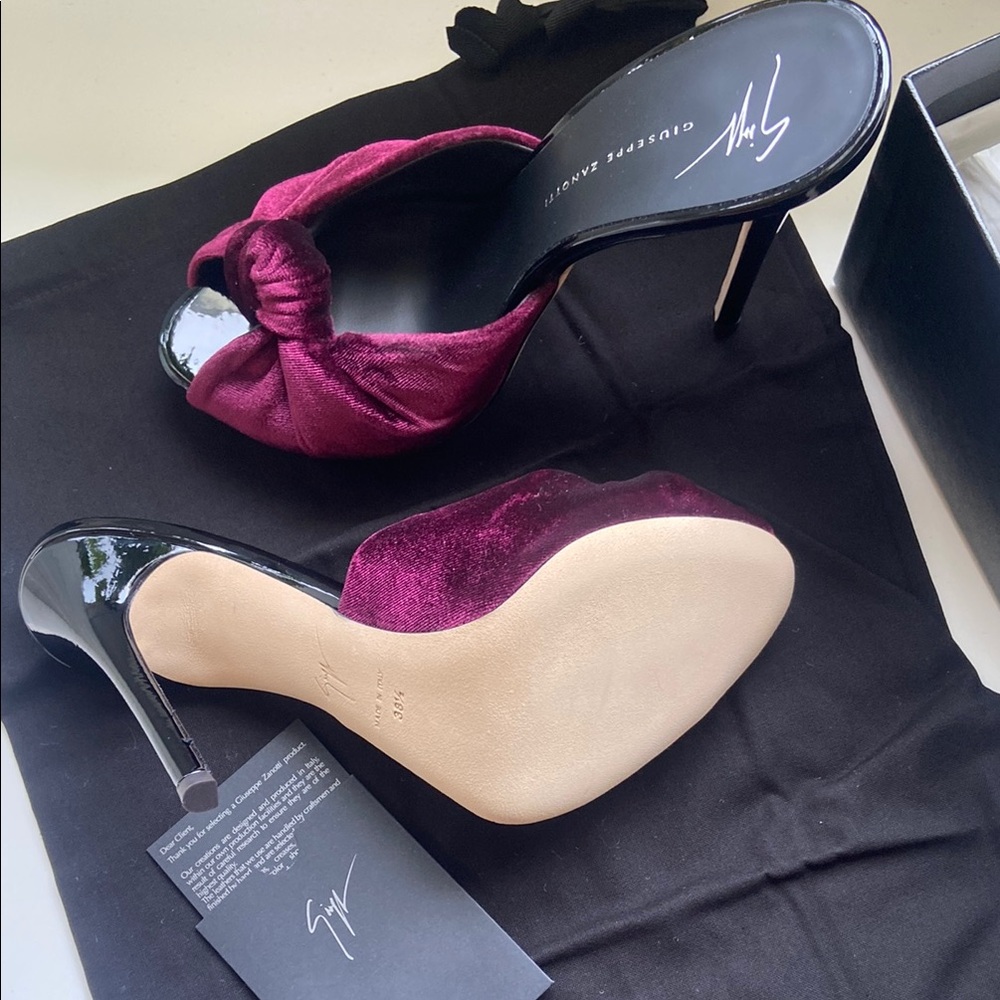 Giuseppe Zanotti Plum Velvet Knotted Open-Toe Stiletto Heels
